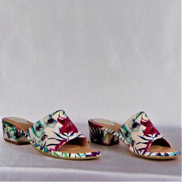 ONO 8M CARL 17 multicolor floral low-heel slide sandals leather uppers & linings - Picture 5 of 16